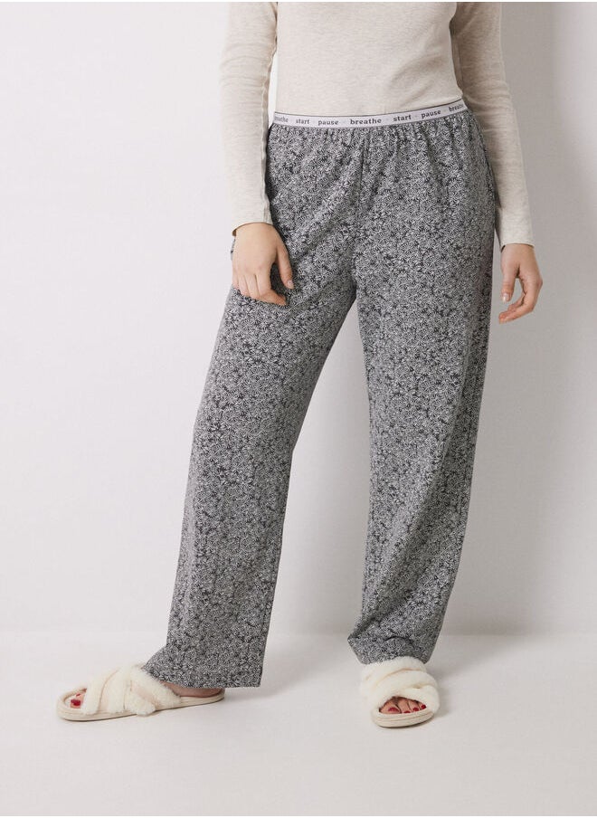 Long trouser with green flower print