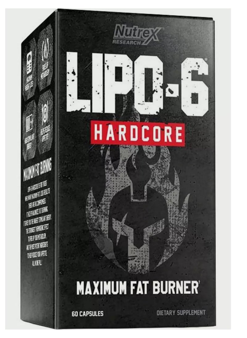 Lipo 6 Hardcore Maximum Fat Burner, 60 Capsules