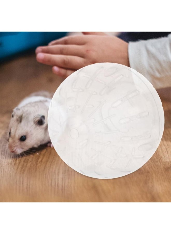 POPETPOP Hamster Exercise Ball, 4 Inch Hamster Running Ball Transparent Plastic Hamster Ball Wheel Guinea Pig Sports Ball for Dwarf Hamsters Small Pets Supply White