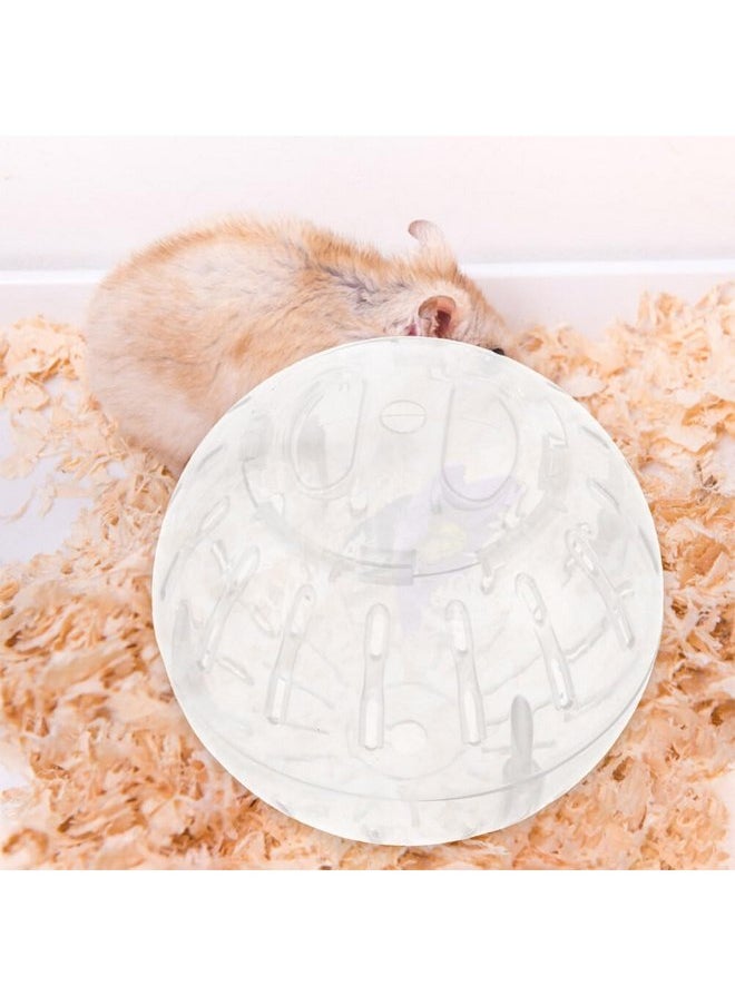 POPETPOP Hamster Exercise Ball, 4 Inch Hamster Running Ball Transparent Plastic Hamster Ball Wheel Guinea Pig Sports Ball for Dwarf Hamsters Small Pets Supply White