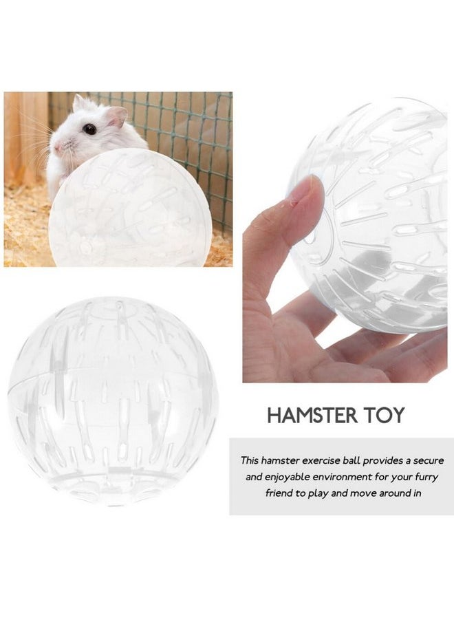 POPETPOP Hamster Exercise Ball, 4 Inch Hamster Running Ball Transparent Plastic Hamster Ball Wheel Guinea Pig Sports Ball for Dwarf Hamsters Small Pets Supply White