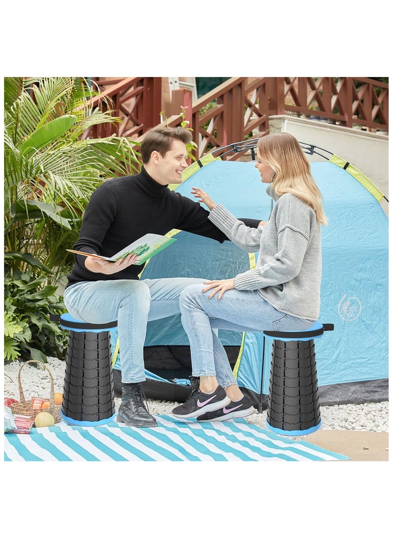 Camping Stool with Cushion – Portable Telescoping Folding Stool, Adjustable & Sturdy Retractable Collapsible Seat for Hiking, Fishing, BBQ, Garden, and Outdoor Travel – Includes Carry Bag