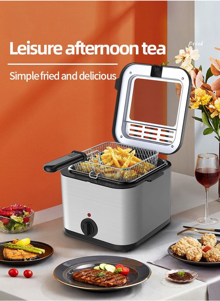 2.5L Electric Fryer Household Small 1000W High Power Multe Function Stainless Steel Fryer Kebab French Fries Machine