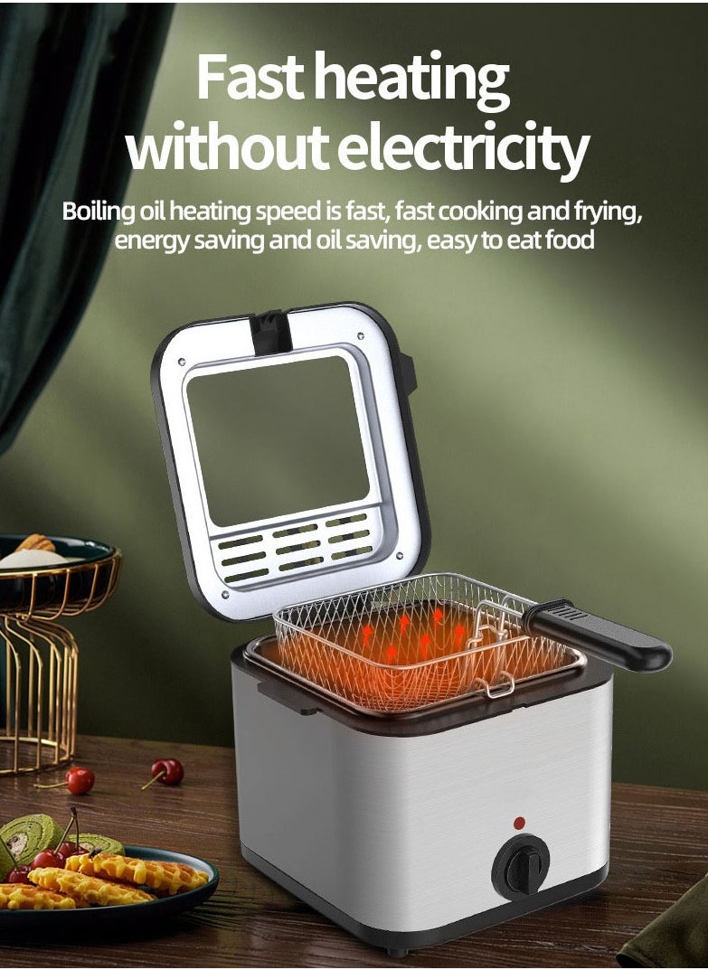 2.5L Electric Fryer Household Small 1000W High Power Multe Function Stainless Steel Fryer Kebab French Fries Machine
