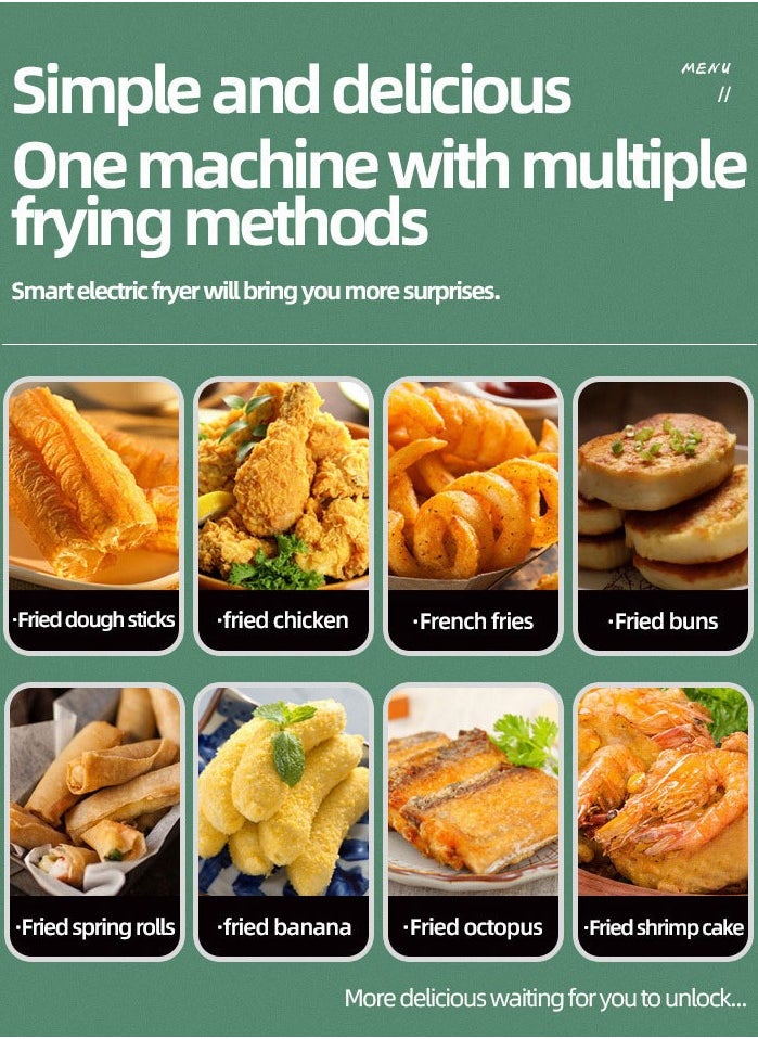 2.5L Electric Fryer Household Small 1000W High Power Multe Function Stainless Steel Fryer Kebab French Fries Machine