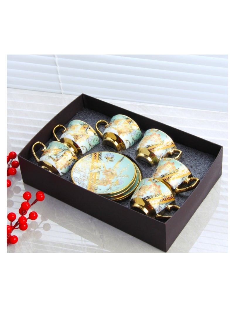 12 Pcs Turkish Coffee Cup Set Tea Cup Set Green Color