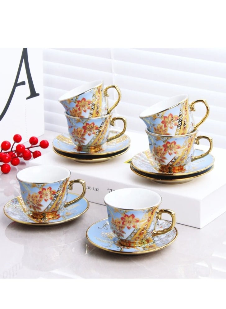 12 Pcs Turkish Coffee Cup Set Tea Cup Set Green Color