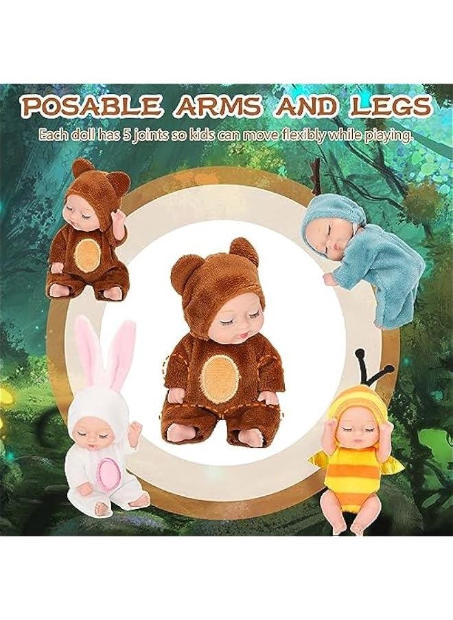 Adorable 12Pcs Mini Baby Dolls 4.5 Inch Lifelike Realistic Baby Toy Dolls Tiny Babies with Animal Clothes Cute Small Baby Doll for Kids Girls Boys Toddlers  Gifts