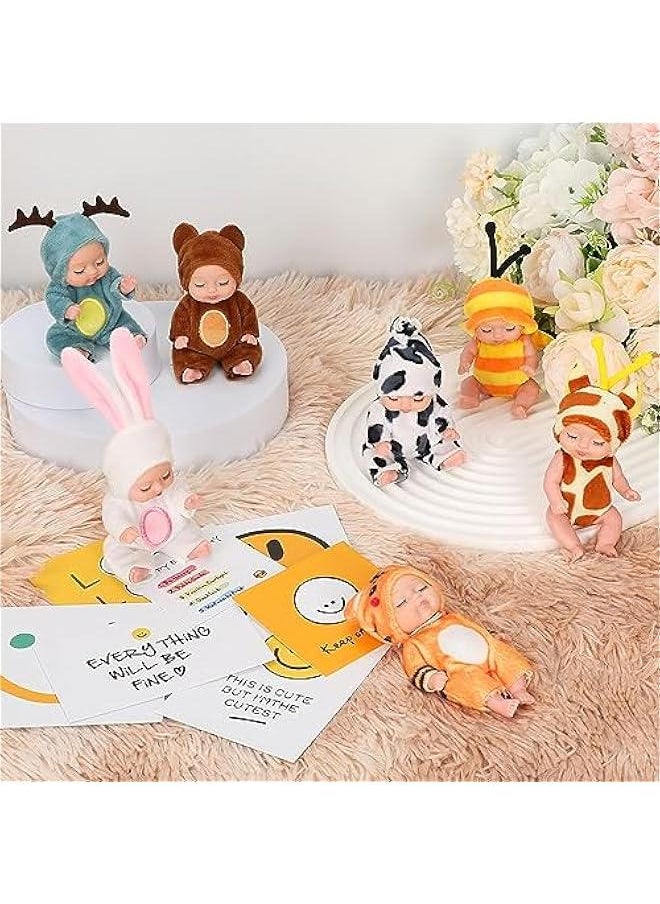 Adorable 12Pcs Mini Baby Dolls 4.5 Inch Lifelike Realistic Baby Toy Dolls Tiny Babies with Animal Clothes Cute Small Baby Doll for Kids Girls Boys Toddlers  Gifts