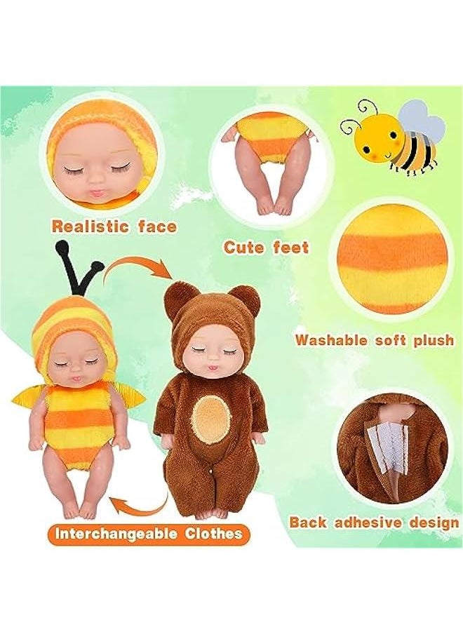 Adorable 12Pcs Mini Baby Dolls 4.5 Inch Lifelike Realistic Baby Toy Dolls Tiny Babies with Animal Clothes Cute Small Baby Doll for Kids Girls Boys Toddlers  Gifts