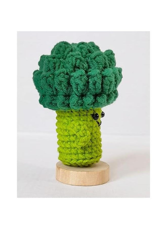 Crochet  Little Cute Broccoli with Base, Interesting Cheer Up Gifts for Friends, Decoration Encouragement Products (Broccoli)