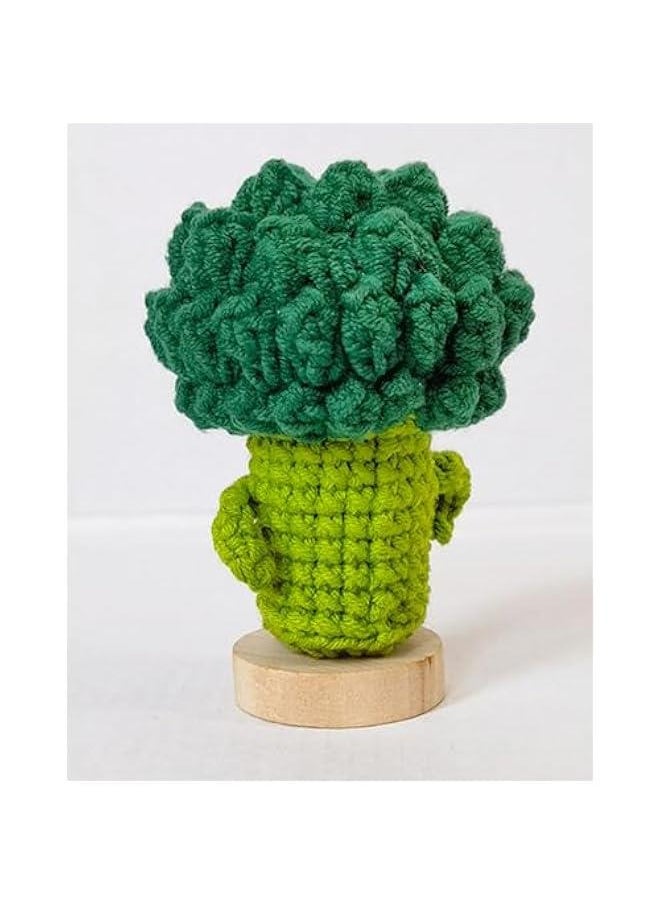 Crochet  Little Cute Broccoli with Base, Interesting Cheer Up Gifts for Friends, Decoration Encouragement Products (Broccoli)