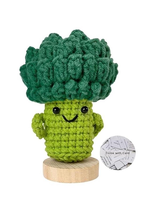 Crochet  Little Cute Broccoli with Base, Interesting Cheer Up Gifts for Friends, Decoration Encouragement Products (Broccoli)