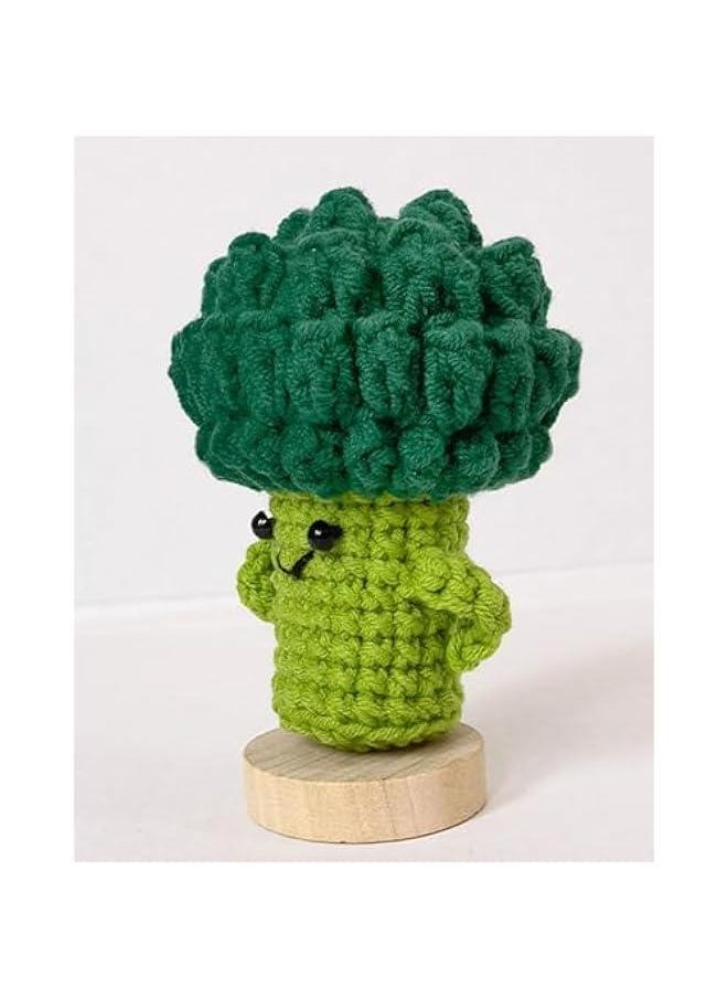 Crochet  Little Cute Broccoli with Base, Interesting Cheer Up Gifts for Friends, Decoration Encouragement Products (Broccoli)