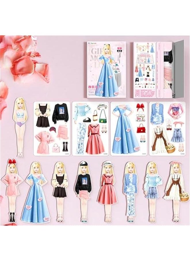 Magnetic Princess Dress Up Paper Doll, Magnet Dress Up Games, Play Travel Playset Toy Magnetic Dress Up Dolls and Pretend for Girl (Erin), Medium