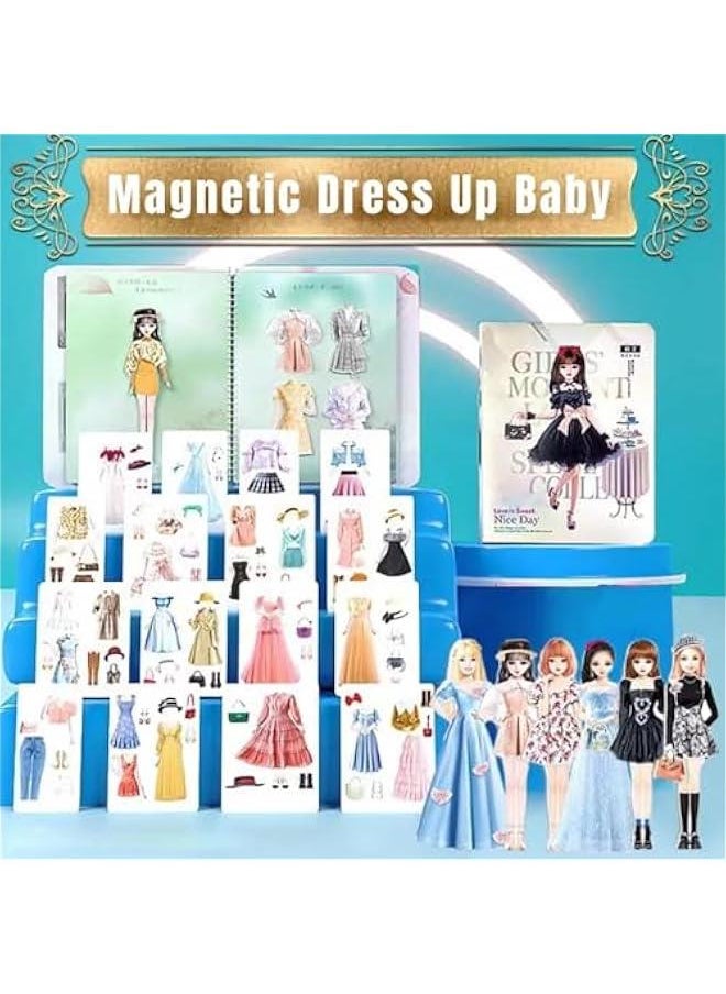 Magnetic Princess Dress Up Paper Doll, Magnet Dress Up Games, Play Travel Playset Toy Magnetic Dress Up Dolls and Pretend for Girl (Erin), Medium