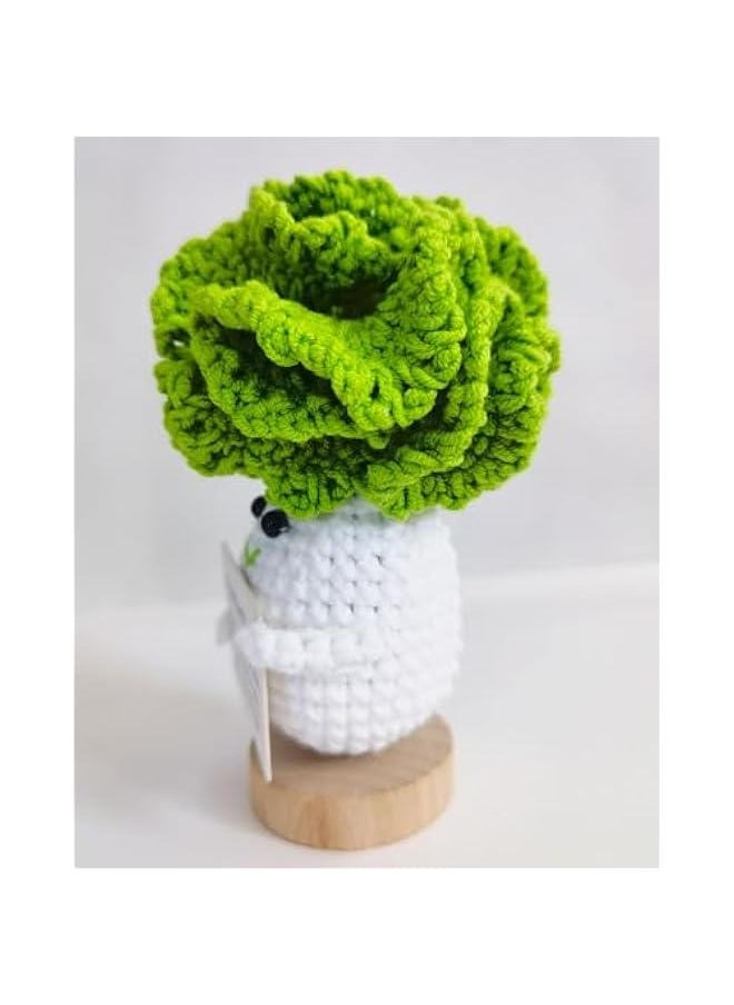 Crochet  Little Cute Cabbage Pickle Ornament, Interesting Cheer Up Gifts for Friends, Decoration Encouragement Products (Green Cabbage)