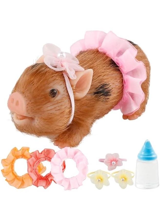 Silicone  Silicone let with Nursing Bottle and Clothing Accessories 5 Inch Lifelike Animal  Doll Cute Realistic Miniature Reborn Interesting Full Silicone Body  Toys (E)