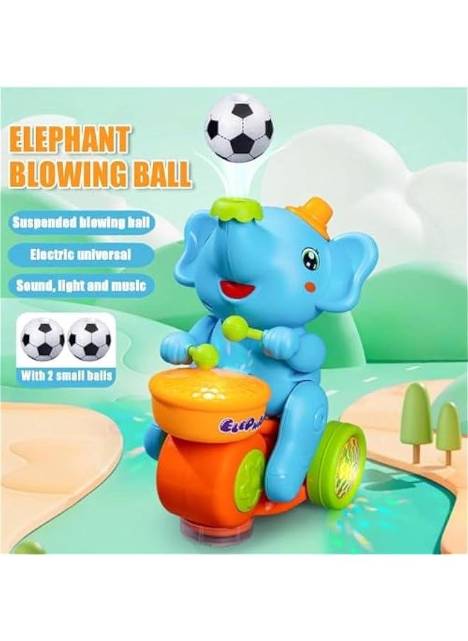 Crawling Elephant Baby Toy,Elephant Blowing Ball Baby Toy Elephant Toy Children's Drum Elephant Floating Ball Toy,Baby Toys 6-12 Months,Walking Toddler Gifts for 36 Months Old(Blue)