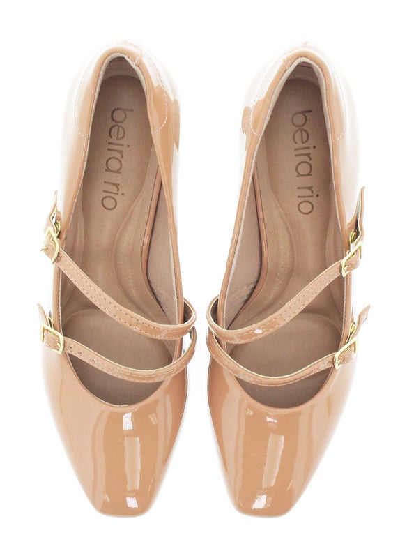 Beira Rio Ladies Mid Heel Shoes Nude | Made In Brazil