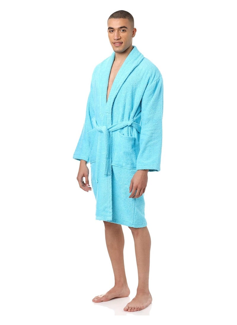 Cotton Plain Bathrobe  Light Blue