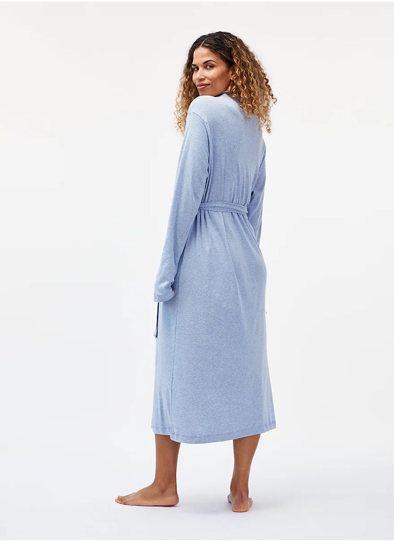 Cotton Plain Bathrobe  Blue