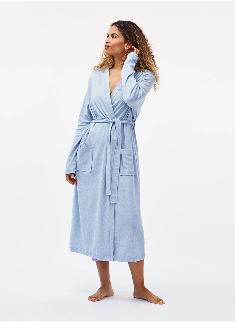 Cotton Plain Bathrobe  Blue