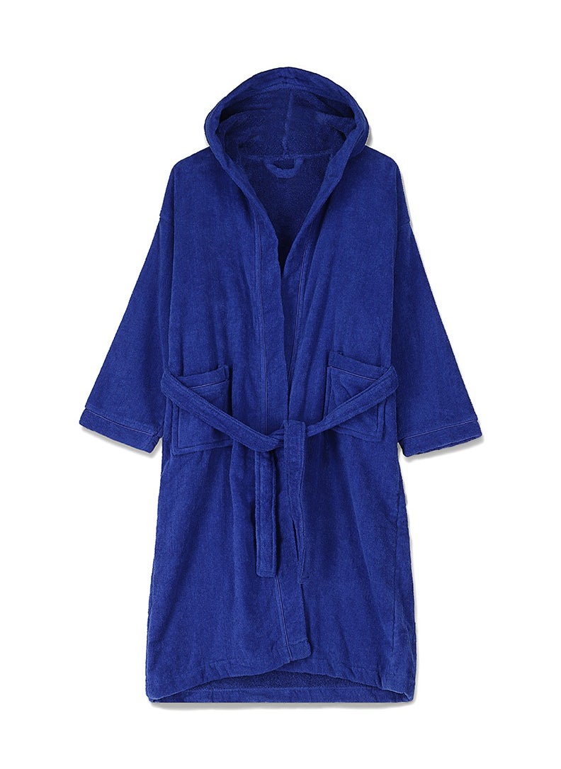 Cotton Plain Bathrobe Royal Blue