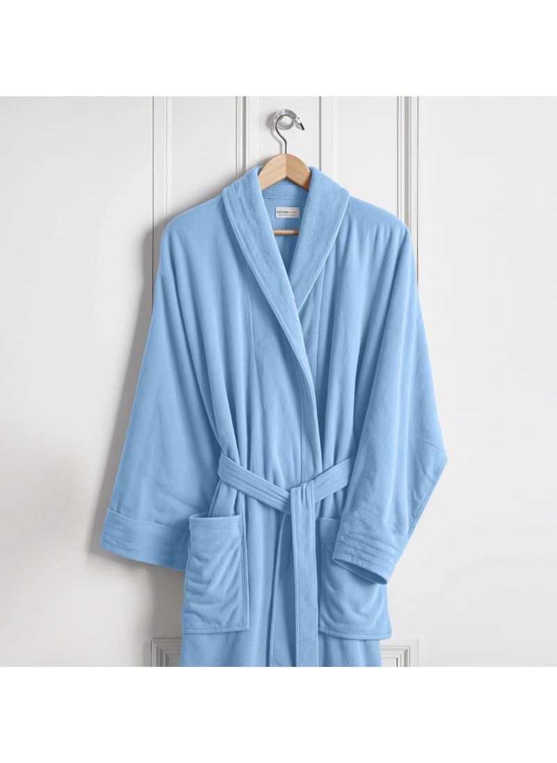 Cotton Plain Bathrobe Sky Blue