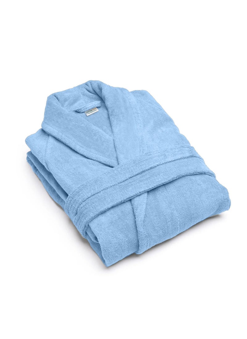 Cotton Plain Bathrobe Sky Blue