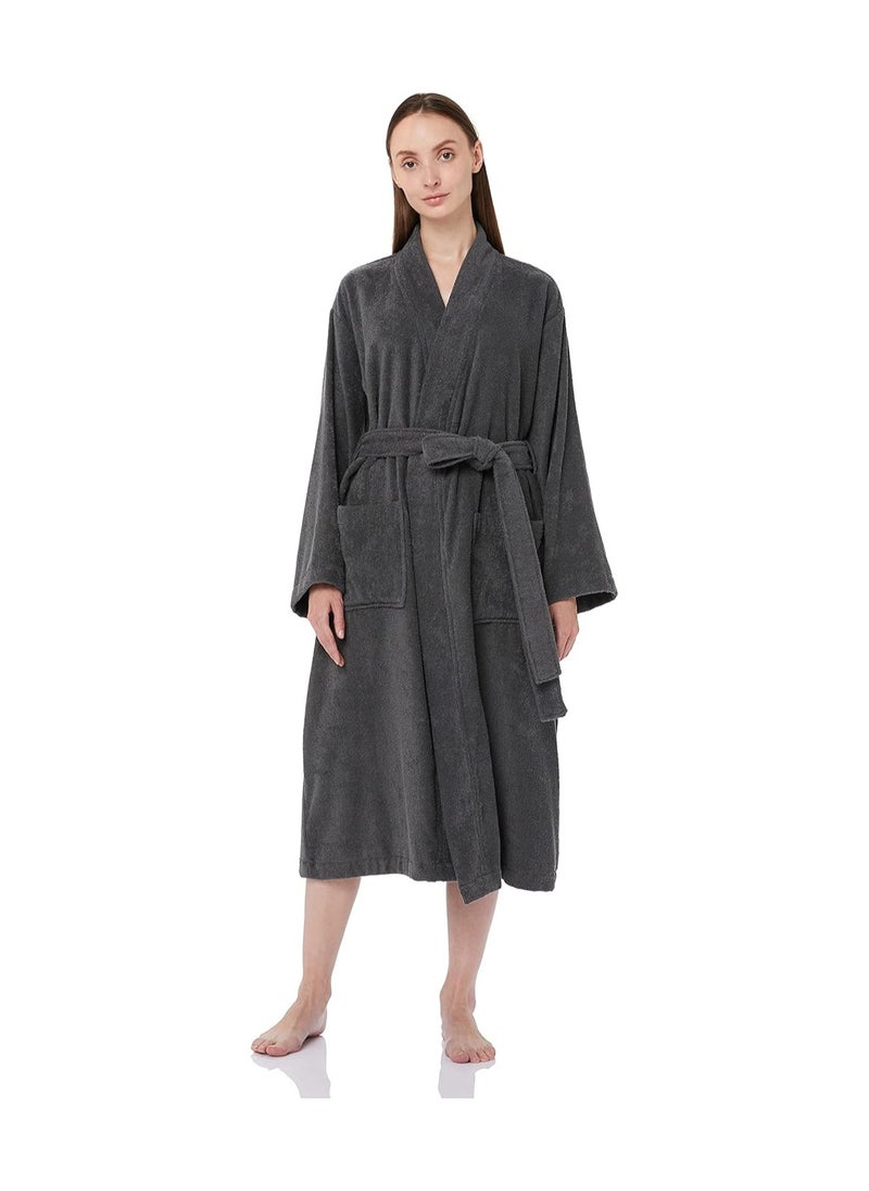 Cotton Plain Bathrobe Dark Gray