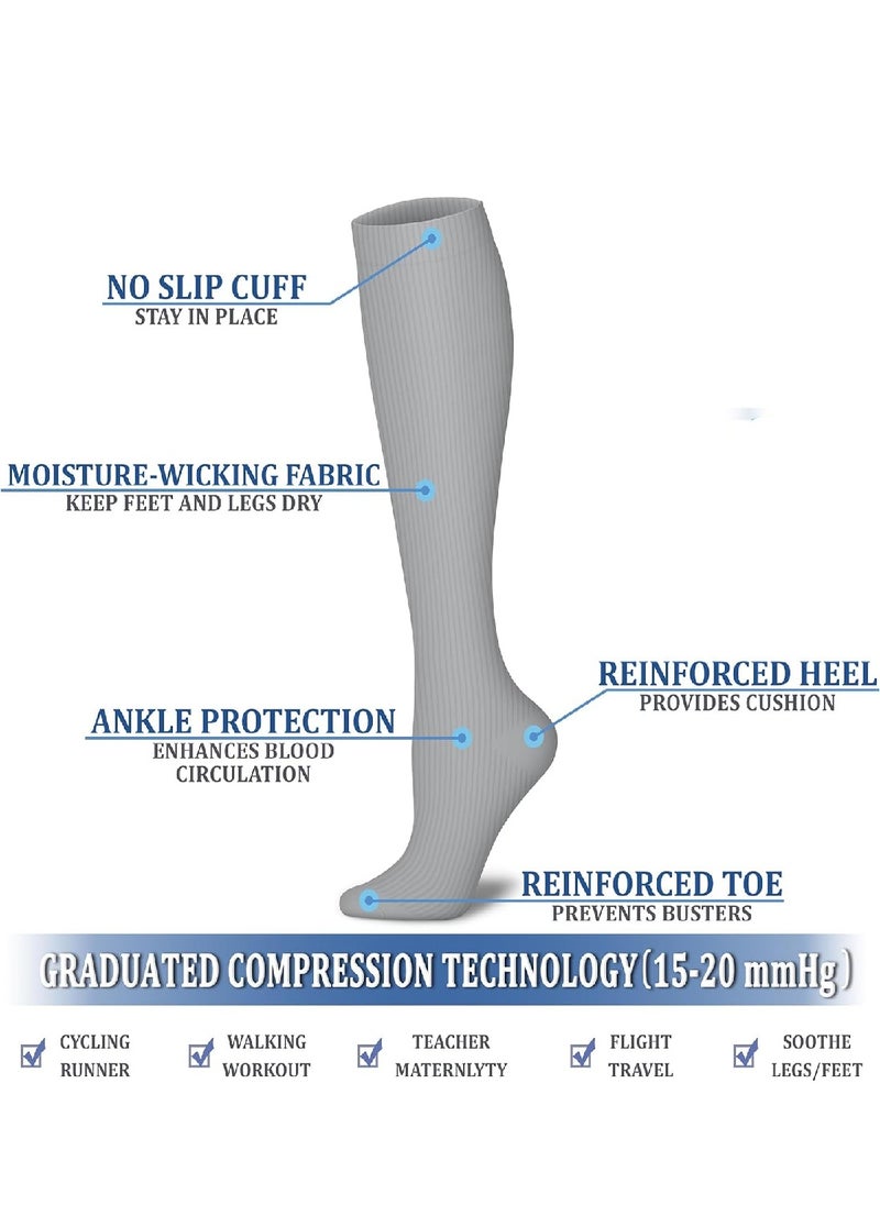 Blood Circulation Compression Socks For Men And Women (8 Pairs), The Best Support For Sports, Running And Hiking（XL）