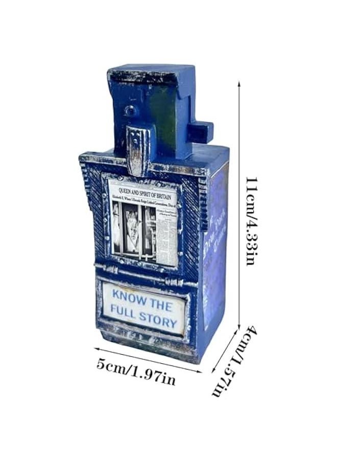 Miniature American Payphone in 1:12 Scale, Mini Vintage Style Phone Booth Mailbox Model Decoration, Suitable for Collection and Scene Building Mini Dollhouse Furniture Accessories (Newspaper Box A)