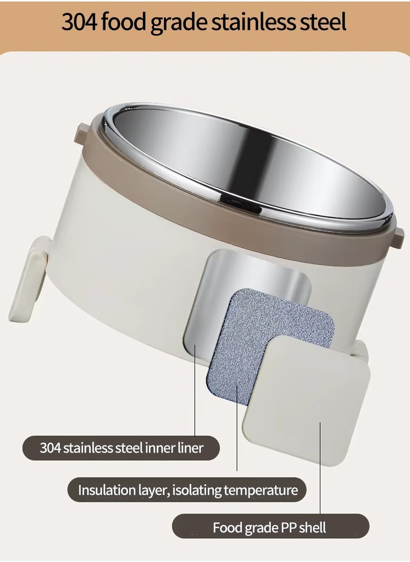 Twisoo Stainless Steel Insulated Food Container Insulated Ba, Keep Warm Lightweight Lunch Container 2 Tier Odorless Leakproof and Spill proof for Worker for School (Gray)