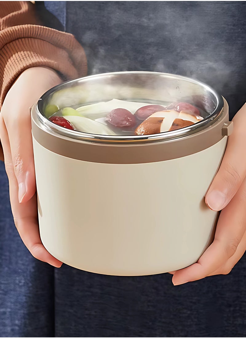 Twisoo Stainless Steel Insulated Food Container Insulated Ba, Keep Warm Lightweight Lunch Container 2 Tier Odorless Leakproof and Spill proof for Worker for School (Gray)