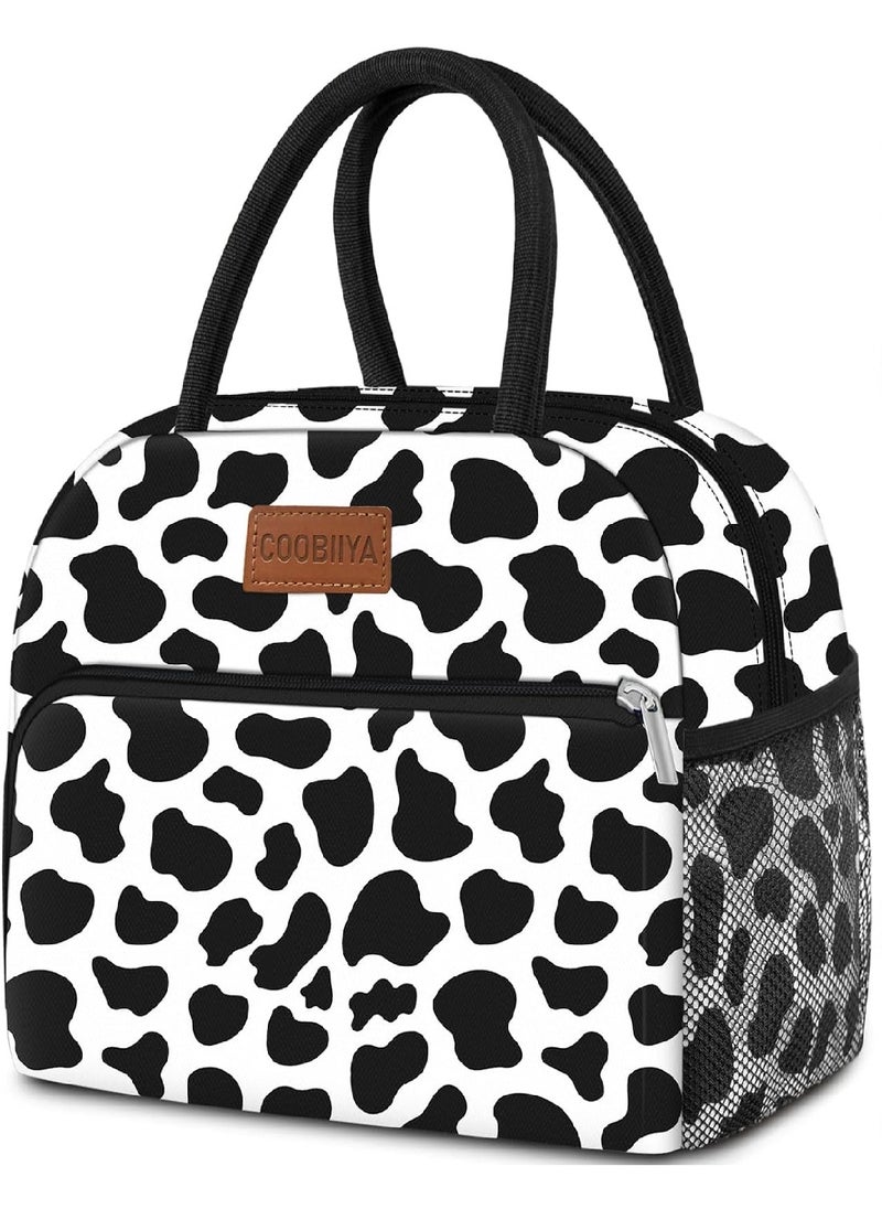 Leak Proof Cute Lunch Tote Large Capacity Reusable For Work Office Picnic Or Travel (Cow Pattern)