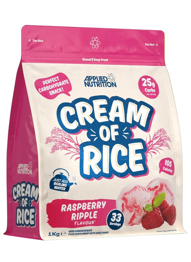 Cream of Rice 1kg Raspberry Ripple Flavour High-Quality Carbohydrate Supplement for Energy & Recovery, Gluten-Free