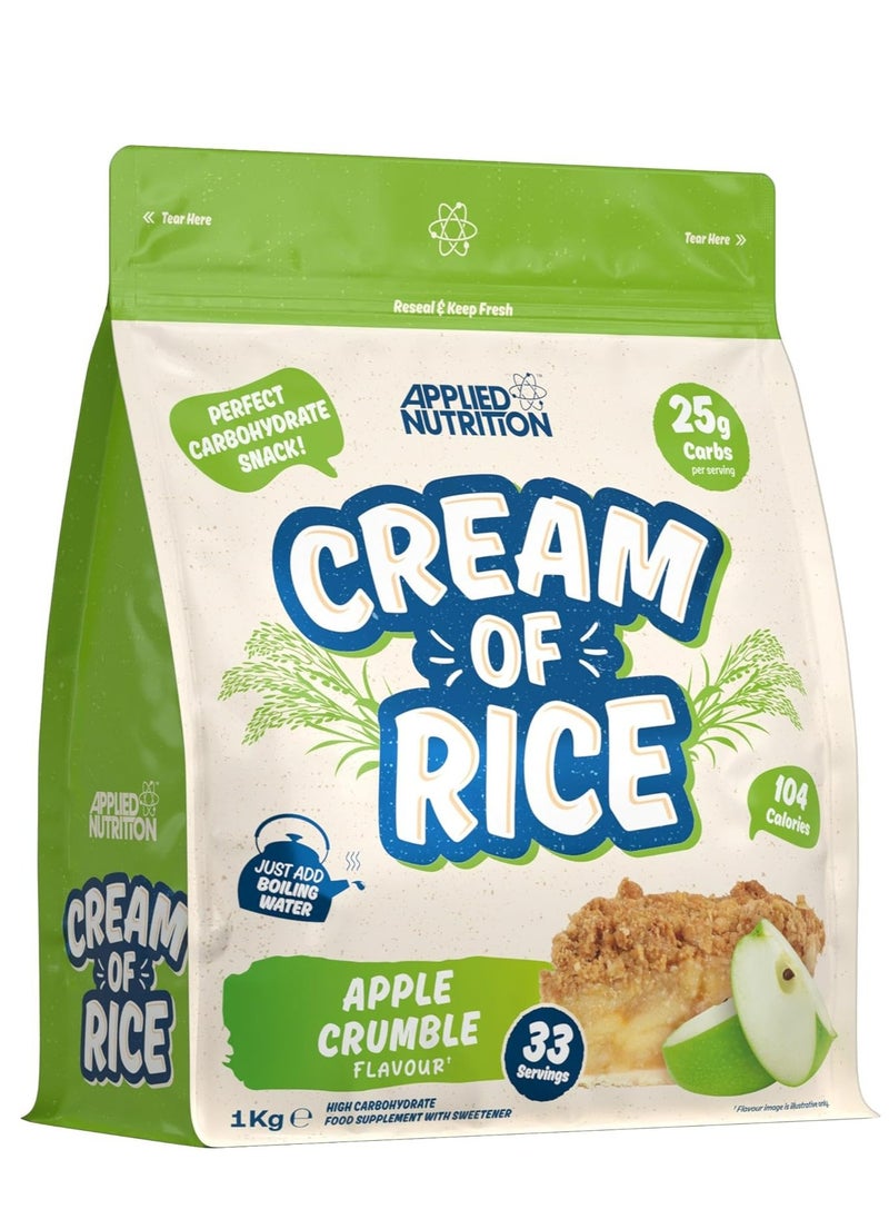 Cream of Rice 1kg Apple Crumble Flavour High-Quality Carbohydrate Supplement for Energy & Recovery, Gluten-Free