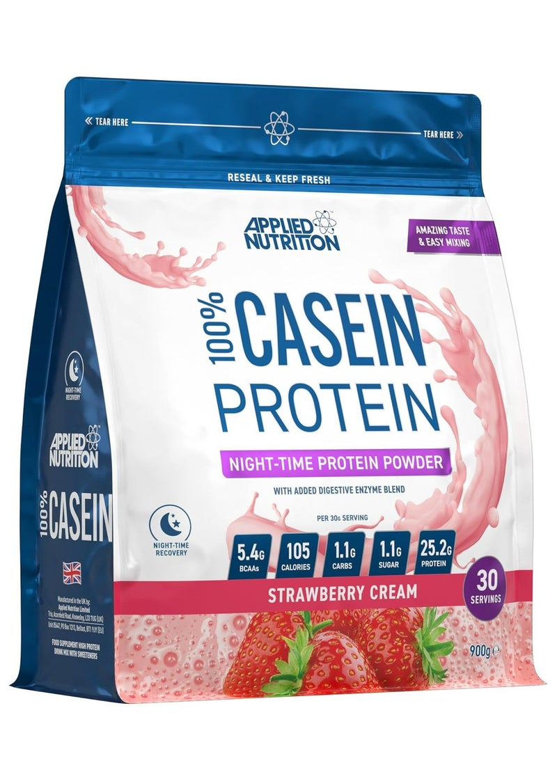 Casein Protein Night-Time protein powder 30 Servings 900 Grams, Strawberry Cream