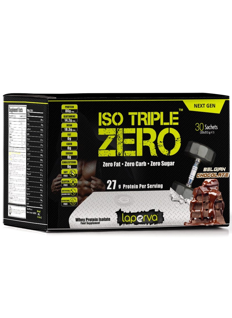 Iso Triple Zero Next Generation Whey Protein Belgian Chocolate 30 Sachets 31.5 g each