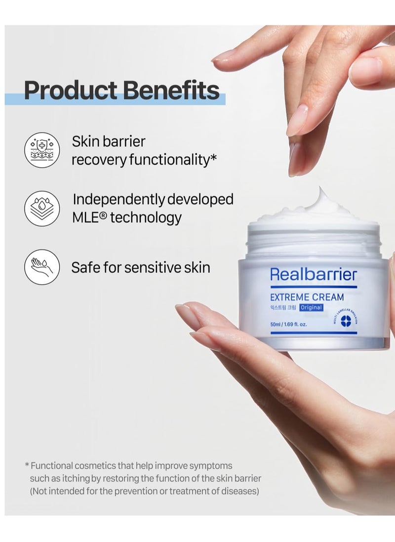 Real Barrier Extreme Cream 50 ml - Rich Anti-Ageing Moisturising Cream with Hyaluronic Acid and Ceramides - K-Beauty for Sensitive Skin