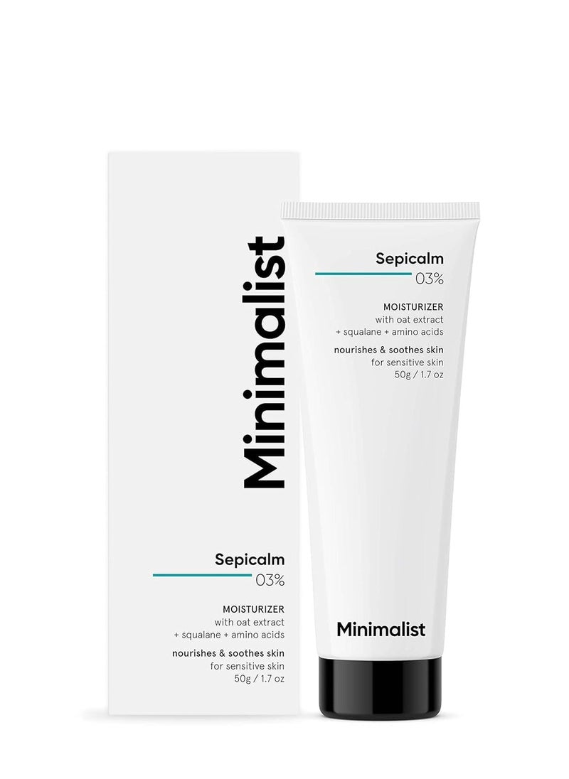 Minimalist Sensitive Skin Face Moisturizer | Soothes Rosacea, Redness & Irritated Skin | With 3% Sepicalm for Acne Prone Skin | For Women & Men | 1.7 Oz / 50 gm