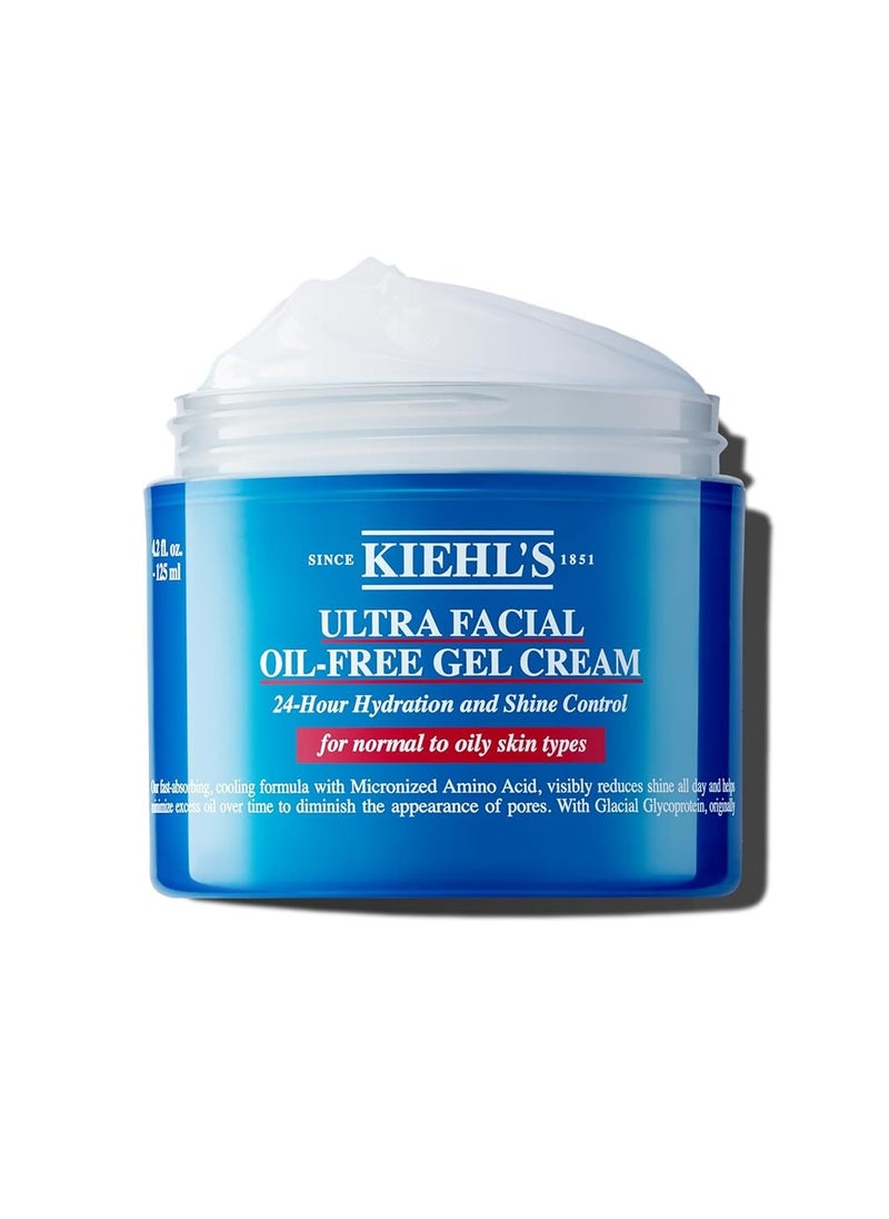 Kiehl's Ultra Facial Oil-Free Moisturizer, Shine-Reducing Gel Cream for Oily to Normal Skin, Hydrates Skin for 24 Hours, Visibly Minimizes Pores, Non-comedogenic, Alcohol-free, Fragrance-free