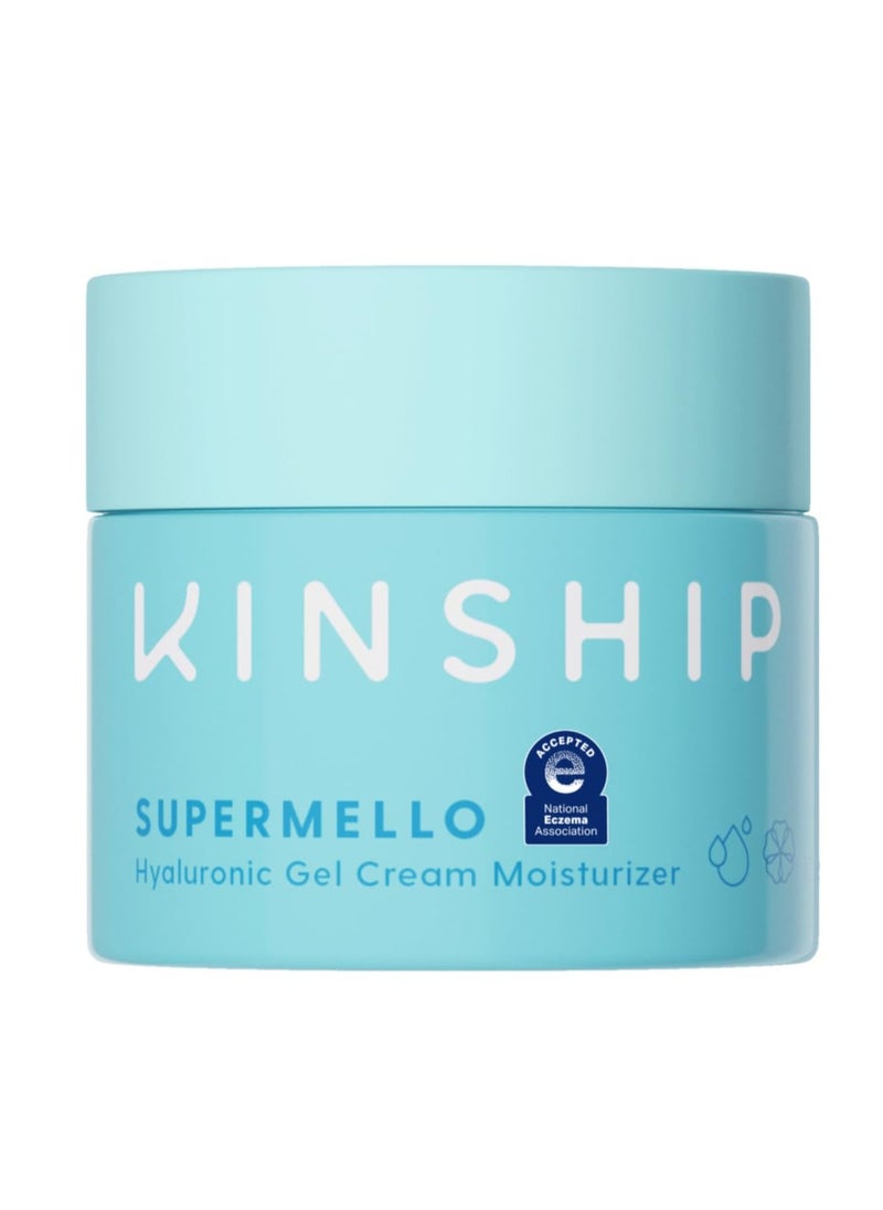 Kinship Supermello Hyaluronic Gel Cream Moisturizer – Nourish + Soothe Dry Sensitive Skin – Lightweight, Hydrating Face Lotion – Plump + Smooth – Reduce Redness – Daily Use Clean Skin Care (1.75 oz)