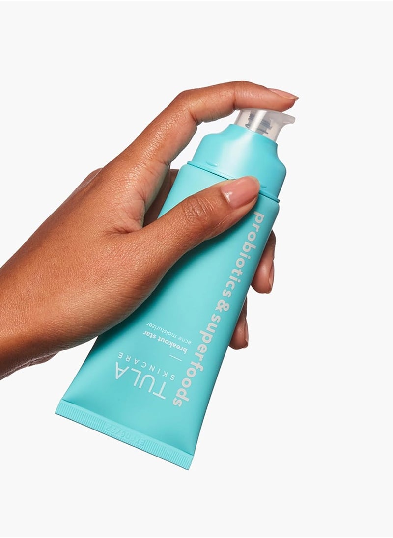 TULA Skin Care Breakout Star - Acne Moisturizer, Prevents & Treats Mild Breakouts, Brightens Marks, Soothes Skin, Contains Probiotics, Salicylic & Azelaic Acid, Niacinamide, Watermelon, 1.7 fl oz.
