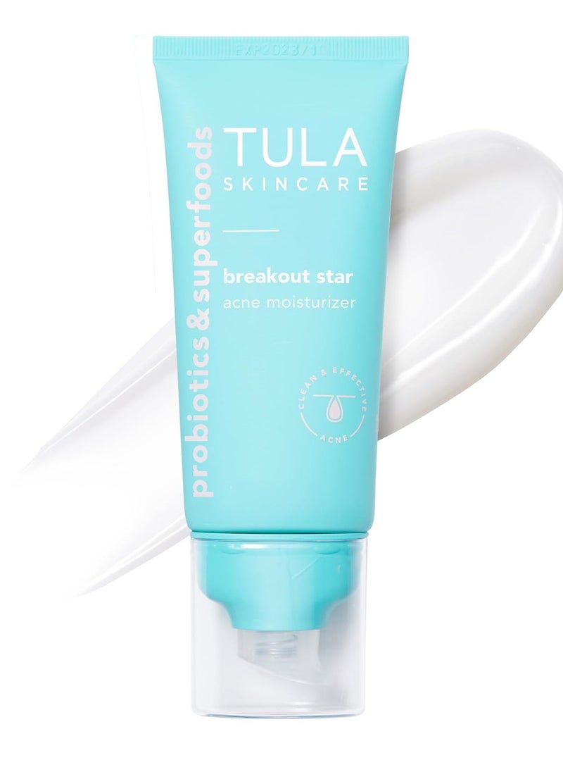 TULA Skin Care Breakout Star - Acne Moisturizer, Prevents & Treats Mild Breakouts, Brightens Marks, Soothes Skin, Contains Probiotics, Salicylic & Azelaic Acid, Niacinamide, Watermelon, 1.7 fl oz.