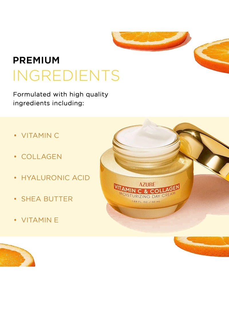 Azure Dermatologist Tested Vitamin C Face Moisturizer - K Beauty Anti-Aging, Glowing & Deep Hydration Face Cream - Korean Skincare - All Skin Types 1.69 fl oz