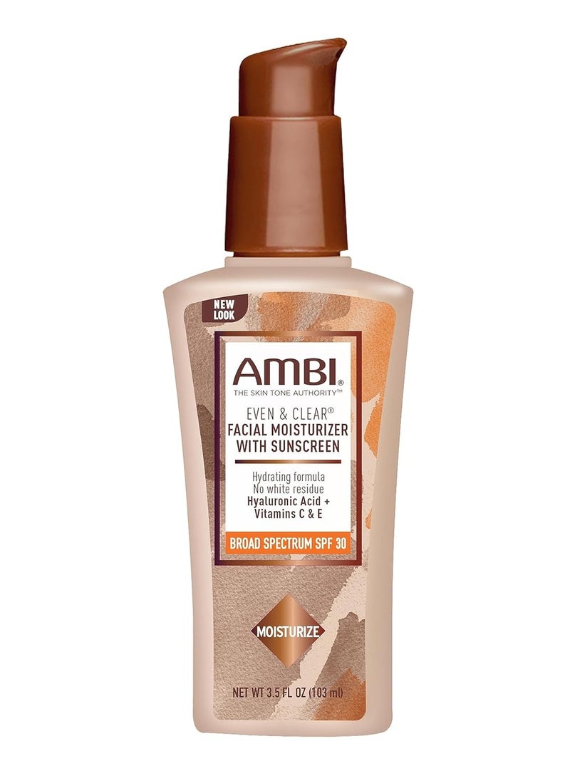 Ambi Even & Clear Daily Facial Moisturizer with SPF 30, 3.5 Ounce