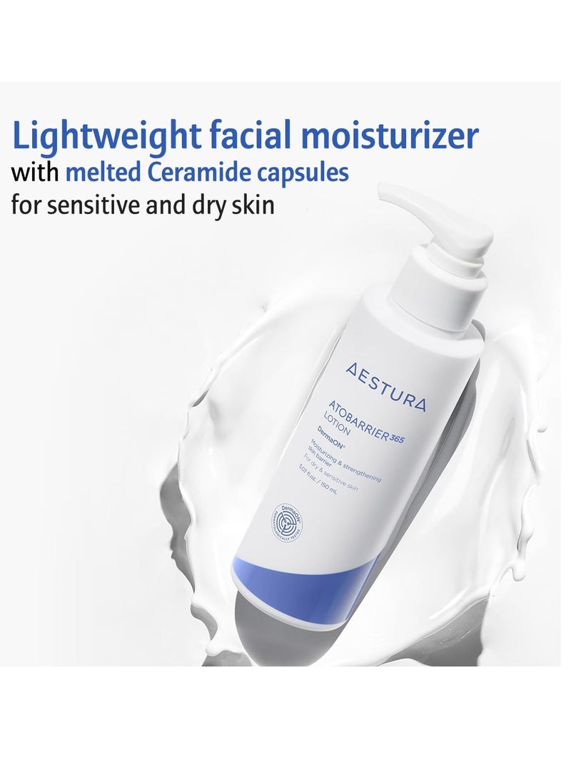 AESTURA ATOBARRIER365 CERAMIDE LOTION | Lightweight Face Moisturizer for Normal to Dry Skin for Men and Women | 5.07 oz, 150ml