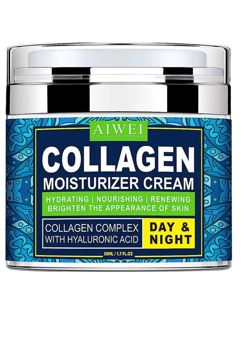 AIWEI Face Moisturizer Collagen Cream - Moisturizing, Hydrating & Recovery - Day Night Face Cream with Retinol and Hyaluronic Acid for Men & Women - 1.7 oz